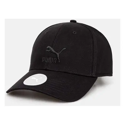 Bavlněná baseballová čepice Puma Classics BB Cap černá barva, s aplikací, 025678