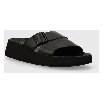 Kožené pantofle Birkenstock BIRKENSTOCK X PAPILLIO Almina dámské, černá barva, na platformě, 102