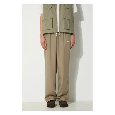 Kalhoty MKI MIYUKI ZOKU Tencel Trousers pánské, zelená barva, jednoduché, TENCEL.TROUSERS