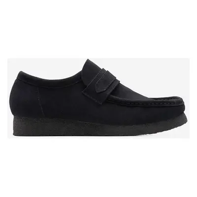 Semišové mokasíny Clarks Originals Wallabee Loafer černá barva, 26172503