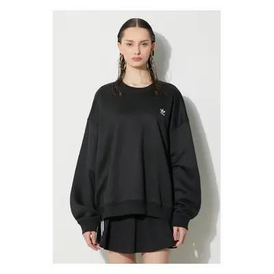 Mikina adidas Originals Trefoil Crew dámská, černá barva, s aplikací, IU2410