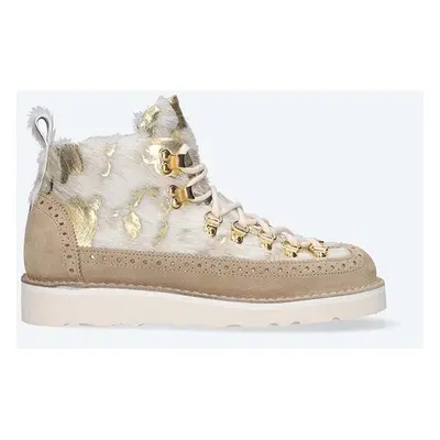 Kožené kotníkové boty Fracap MAGNIFICO M130 WHITE/GOLD dámské, bílá barva, na plochém podpatku