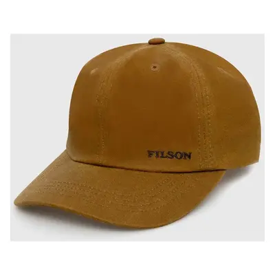 Bavlněná baseballová čepice Filson Oil Tin Low Profile Logge hnědá barva, FMACC0145