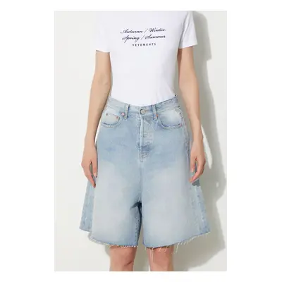 Džínové šortky VETEMENTS Denim Shorts dámské, hladké, high waist, UE64SS200N