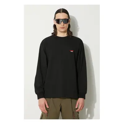 Tričko s dlouhým rukávem Nanga Eco Hybrid Box Logo Embroidery Longsleeve Tee černá barva, NW2411