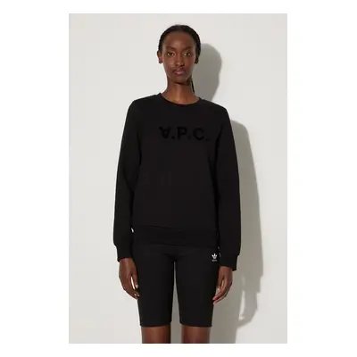 Bavlněná mikina A.P.C. Sweat Viva dámská, černá barva, s potiskem