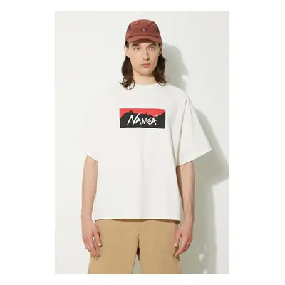 Tričko Nanga Eco Hybrid Box Logo Loose Fit Tee bílá barva, s potiskem, NW2311.1G209