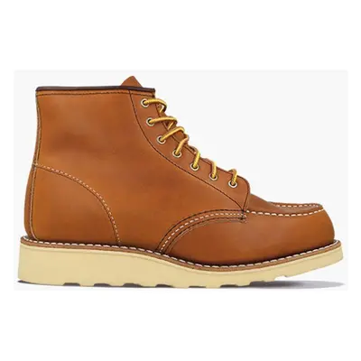 Kožené kotníkové boty Red Wing 6-inch Moc Toe dámské, hnědá barva, na plochém podpatku, 3375