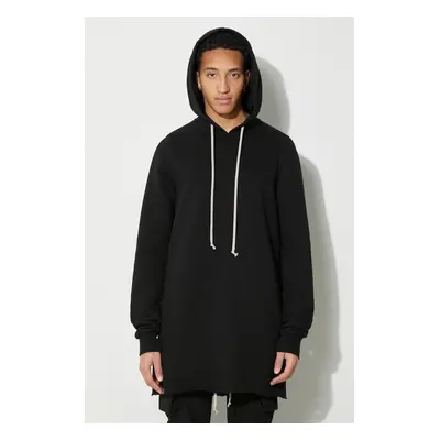 Bavlněná mikina Rick Owens Pullover Hoodie pánská, černá barva, s kapucí, hladká, DU01D1285.F.09