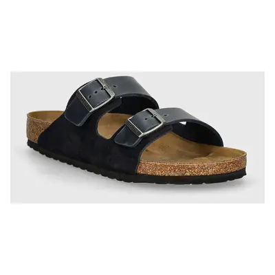 Kožené pantofle Birkenstock Arizona pánské, tmavomodrá barva, 1028152