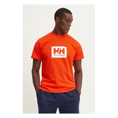 Bavlněné tričko Helly Hansen TOKYO oranžová barva, s potiskem, 53285