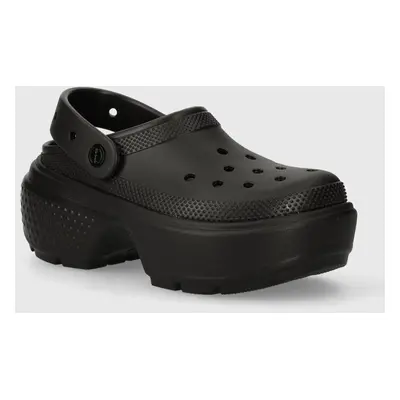 Pantofle Crocs Stomp Clog dámské, černá barva, na platformě, 209347.001