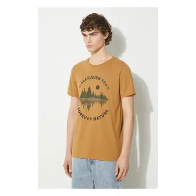 Bavlněné tričko Fjallraven Forest Mirror T-shirt M hnědá barva, F87045.232