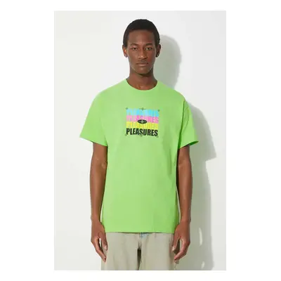 Bavlněné tričko PLEASURES Cmyk T-Shirt zelená barva, s potiskem, P24SP051.LIME