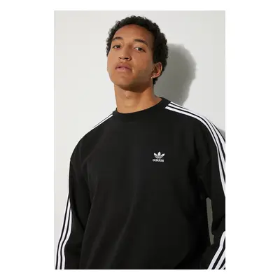 Mikina adidas Originals Adicolor Oversized Crew pánská, černá barva, s aplikací, IZ1829