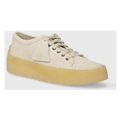 Semišové sneakers boty Clarks Originals Caravan Low béžová barva, 26176552