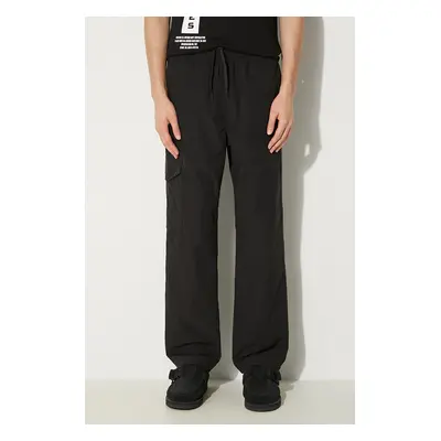 Kalhoty Wood Wood Halsey Crispy Tech Trousers 12245009-1283 BLACK pánské, černá barva, jednoduch