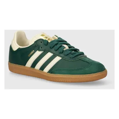 Kožené sneakers boty adidas Originals Samba OG W zelená barva, IE0872