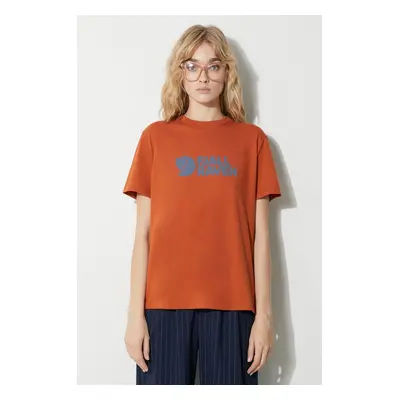 Tričko Fjallraven Logo Tee W tyrkysová barva, s potiskem, 87146-243