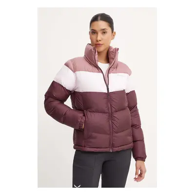 Bunda Columbia Puffect Colorblock dámská, vínová barva, zimní, 2088481