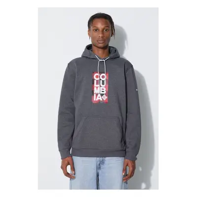 Mikina Columbia EM2179 HOODIE pánská, šedá barva, s kapucí, hladká, EM2179-GREY