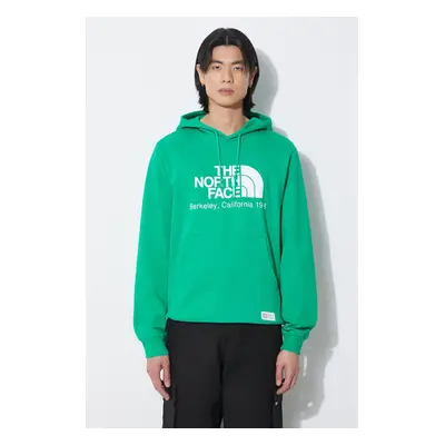 Bavlněná mikina The North Face M Berkeley California Hoodie pánská, zelená barva, s kapucí, s po