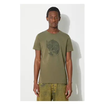 Bavlněné tričko Fjallraven Arctic Fox T-shirt M zelená barva, s potiskem, F87220.625