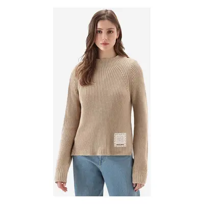 Bavlněný svetr Woolrich Natural Dyeing béžová barva, CFWWKN0211FRUF0670-8743