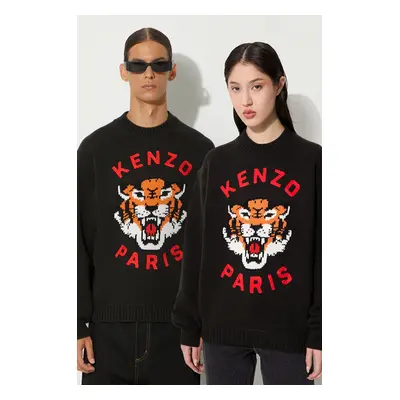 Vlněný svetr Kenzo Rws Lucky Tiger Jumper černá barva, hřejivý, FE68PU4773LH.99J