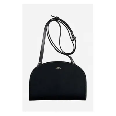 Kožená kabelka A.P.C. Clutch Demi-lune PXAWV-F61596 BLACK černá barva