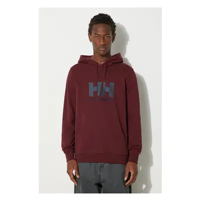 Bavlněná mikina Helly Hansen HH LOGO HOODIE pánská, tmavomodrá barva, s kapucí, s aplikací, 3397