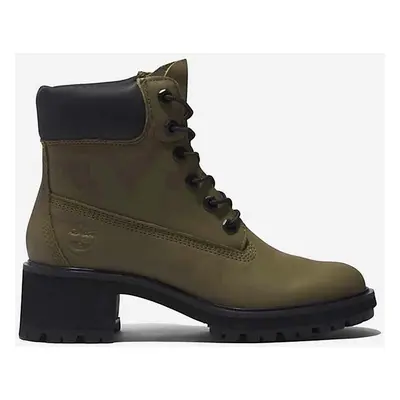 Kožené kotníkové boty Timberland Kinsley 6 IN WP Boot dámské, zelená barva, na podpatku, A437T-G