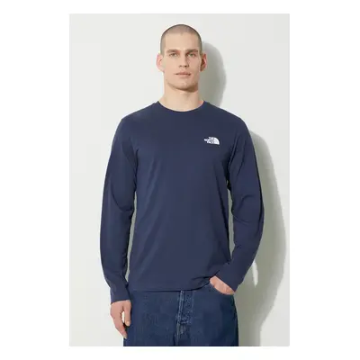 Tričko s dlouhým rukávem The North Face M L/S Simple Dome Tee tmavomodrá barva, NF0A87QN8K21