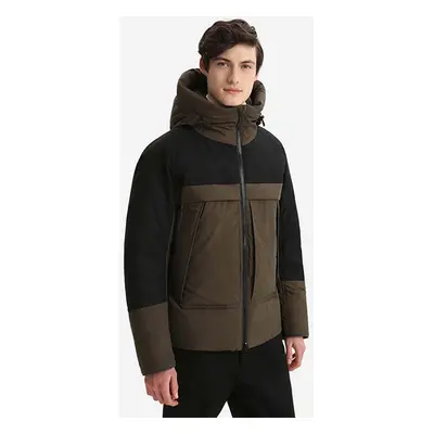 Péřová bunda Woolrich Male Mixed Media Teton Jacket CFWOOU0525MRUT172 pánská, zelená barva, zimn