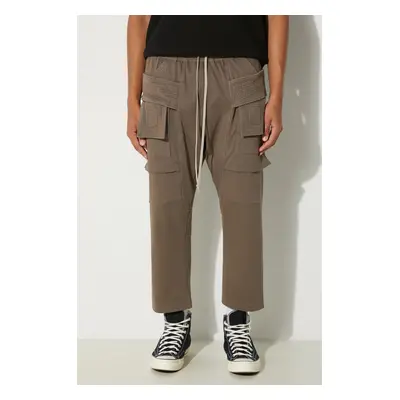 Bavlněné tepláky Rick Owens Creatch Cargo Cropped Drawstring šedá barva, DU02D2371.RIG