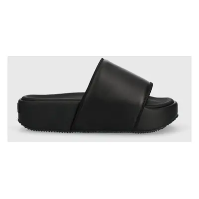 Kožené pantofle Y-3 Slide černá barva, FZ6403-black