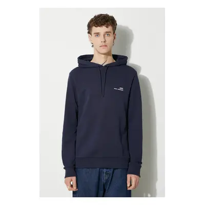 Bavlněná mikina A.P.C. Hoodie Item COEAS-H27672 BLACK pánská, tmavomodrá barva, s kapucí, hladká