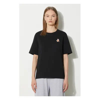 Bavlněné tričko Maison Kitsuné Speedy Fox Patch Comfort Tee Shirt černá barva, MW00119KJ0008