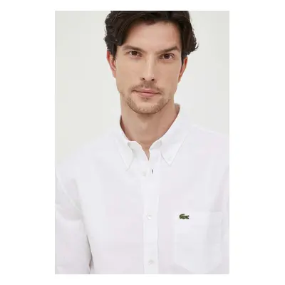 Košile Lacoste bílá barva, regular, s límečkem button-down