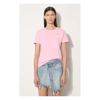 Bavlněné tričko Alpha Industries Basic T Logo Wmn růžová barva, 196054.491-pink