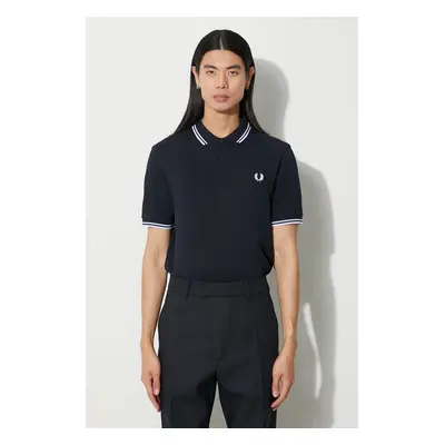 Bavlněné polo tričko Fred Perry tmavomodrá barva, s aplikací, M3600.238