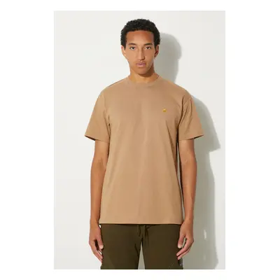 Bavlněné tričko Carhartt WIP S/S Chase béžová barva, I026391.2GQXX