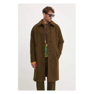 Kabát A.P.C. manteau gaston pánský, zelená barva, přechodný, WVBCA.H01516