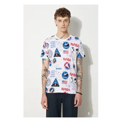 Bavlněné tričko Alpha Industries x NASA bílá barva, 116503.09-white