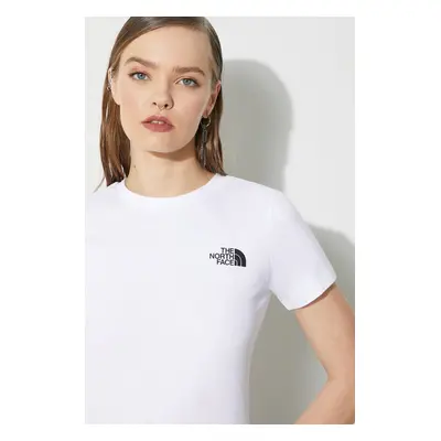 Bavlněné tričko The North Face W S/S Redbox Slim Tee bílá barva, NF0A87NMFN41