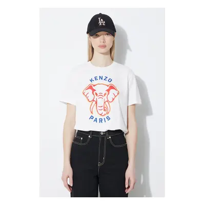 Bavlněné tričko Kenzo Elephant Loose T-Shirt bílá barva, FE52TS1144SO.02