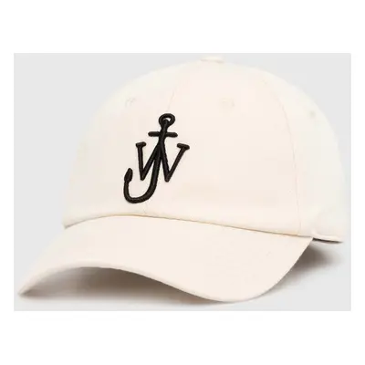 Bavlněná baseballová čepice JW Anderson Baseball Cap béžová barva, s aplikací, AC0198.FA0349.106