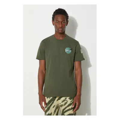 Bavlněné tričko Alpha Industries zelená barva, 176507.257-green