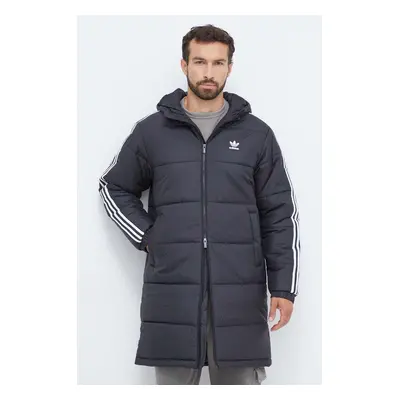 Bunda adidas Originals Adicolor Long pánská, černá barva, zimní, HZ0684