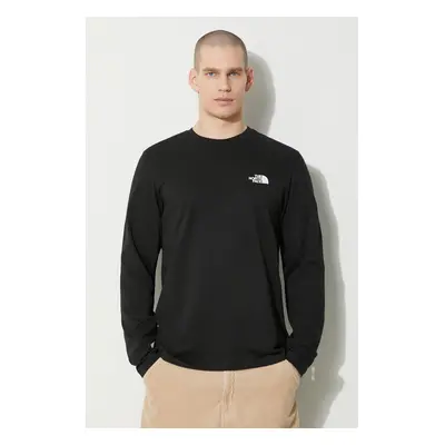 Tričko s dlouhým rukávem The North Face M L/S Simple Dome Tee černá barva, s potiskem, NF0A87QNJ